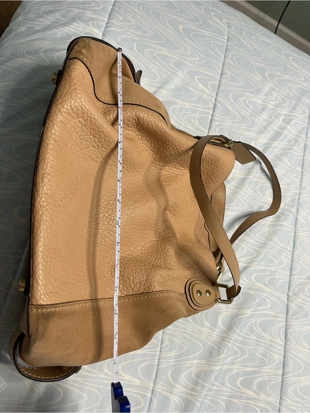 Coach Tan Leather & Suede Shoulder Hobo Bag